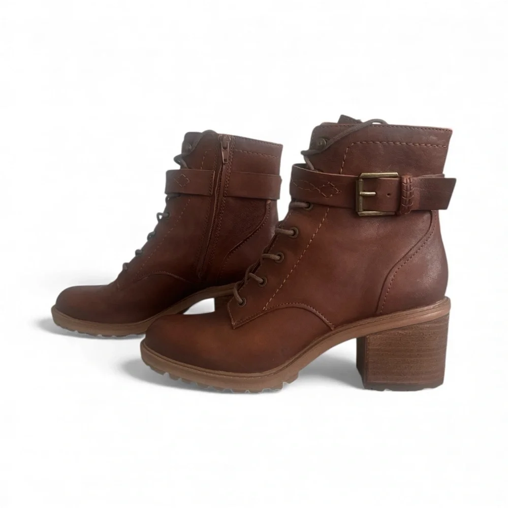 Zodiac Brown Leather Ankle Boots Size 10 - Picture 3 of 12